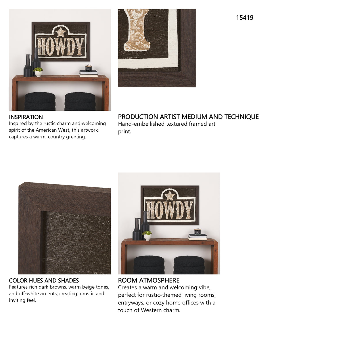 Cowboy Culture - Howdy by Mercana Studio a Hand Embelished Textured Framed Art Print from Mercana - Luna Furniture
