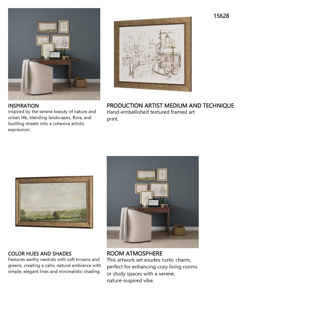 Soft Shadows (Set of 5) by Mercana Studio a Hand Embellished Framed Art Print from Mercana - Luna Furniture
