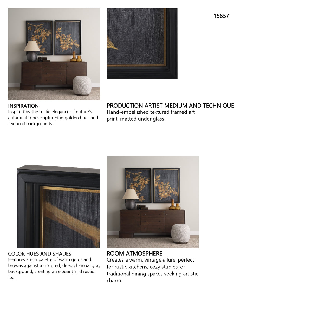 Gilded Bounty II by Mercana Studio a Hand Embellished Framed Art Print Matted under Glass from Mercana - Luna Furniture