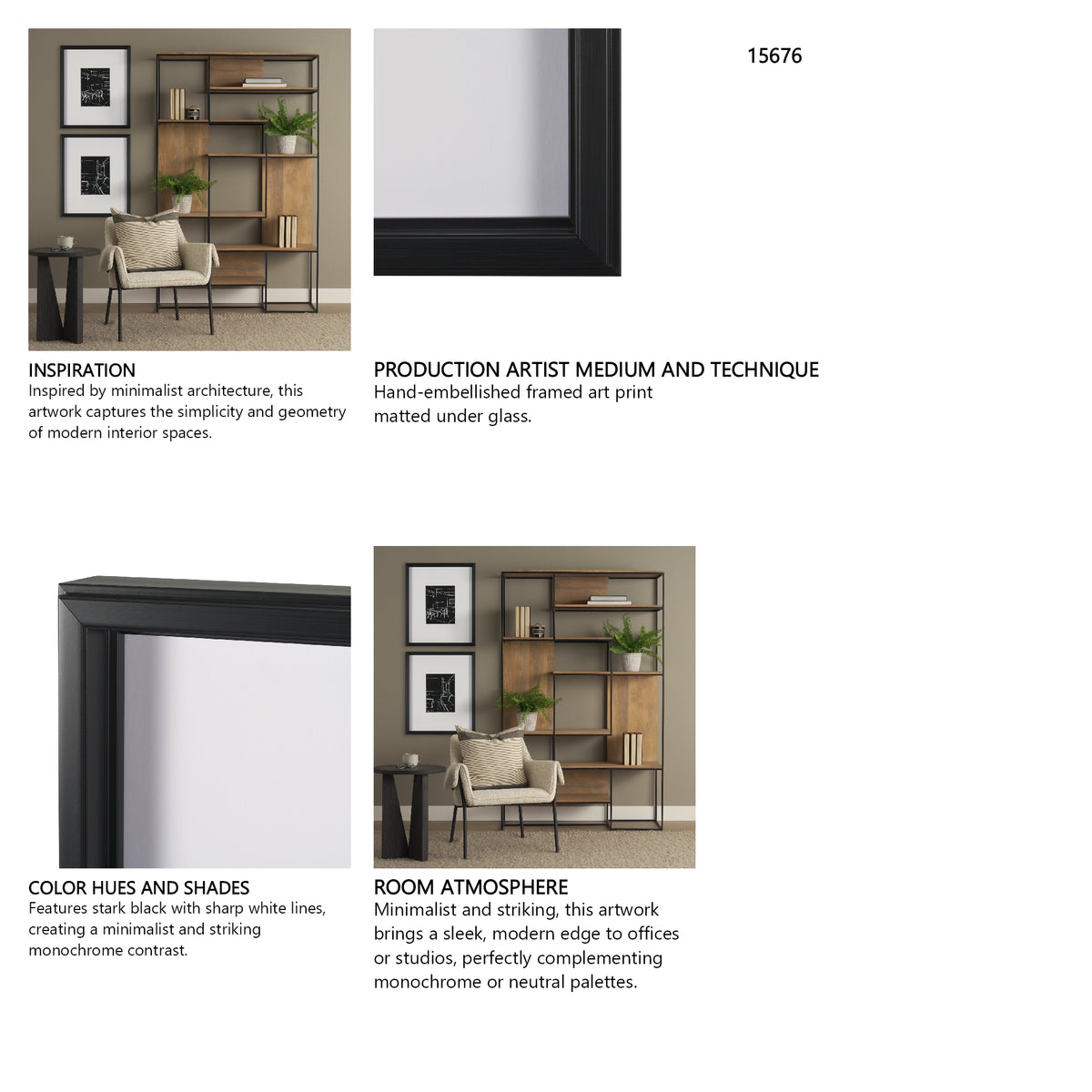 Interior Sketch IV by Mercana Studio a Hand Embellished Framed Art Print Matted under Glass from Mercana - Luna Furniture