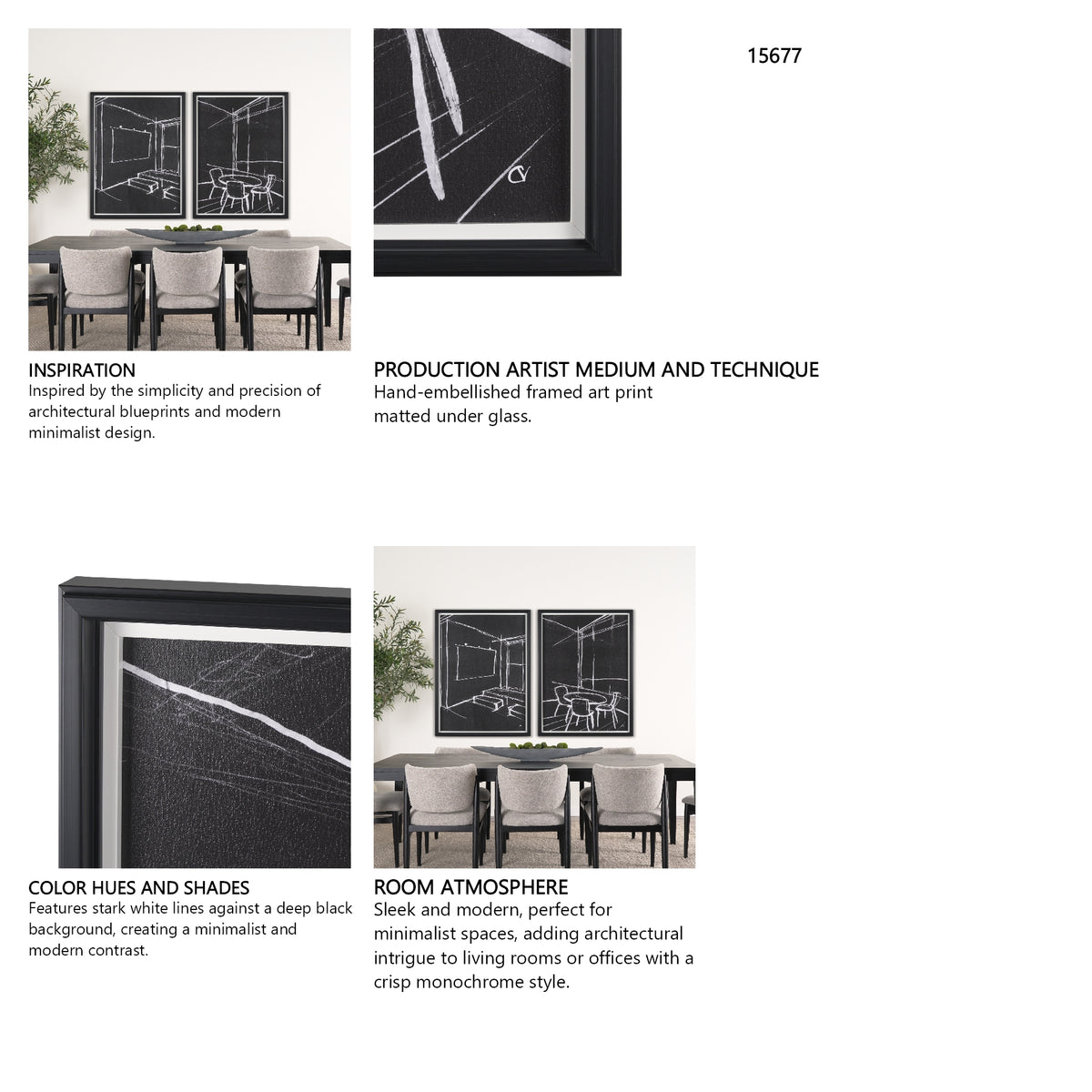 Interior Sketch V by Mercana Studio a Hand Embellished Framed Art Print from Mercana - Luna Furniture