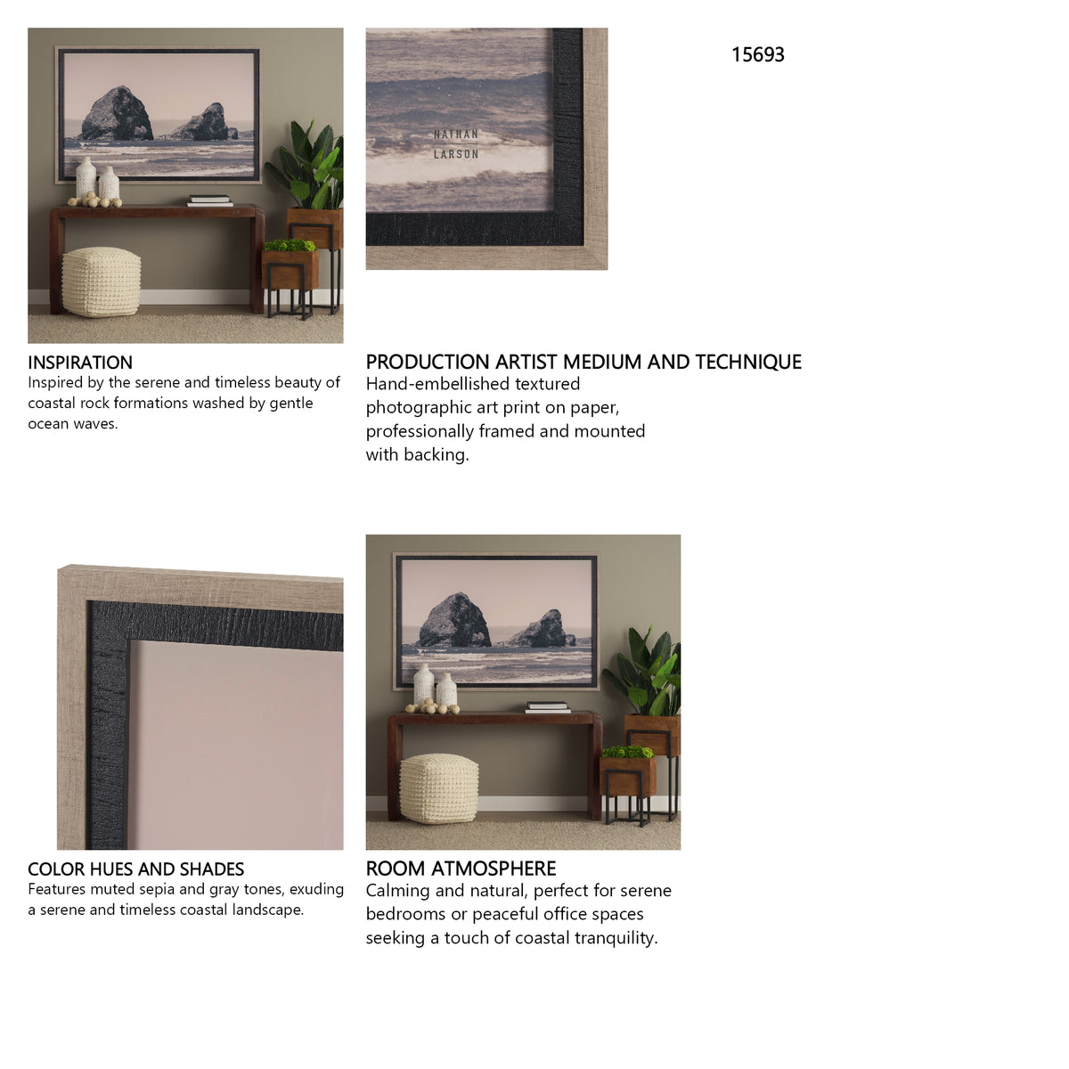 Rocky Shores by Nathan Larson a Hand Embellished Framed Photo Art Print Matted under Glass from Mercana - Luna Furniture