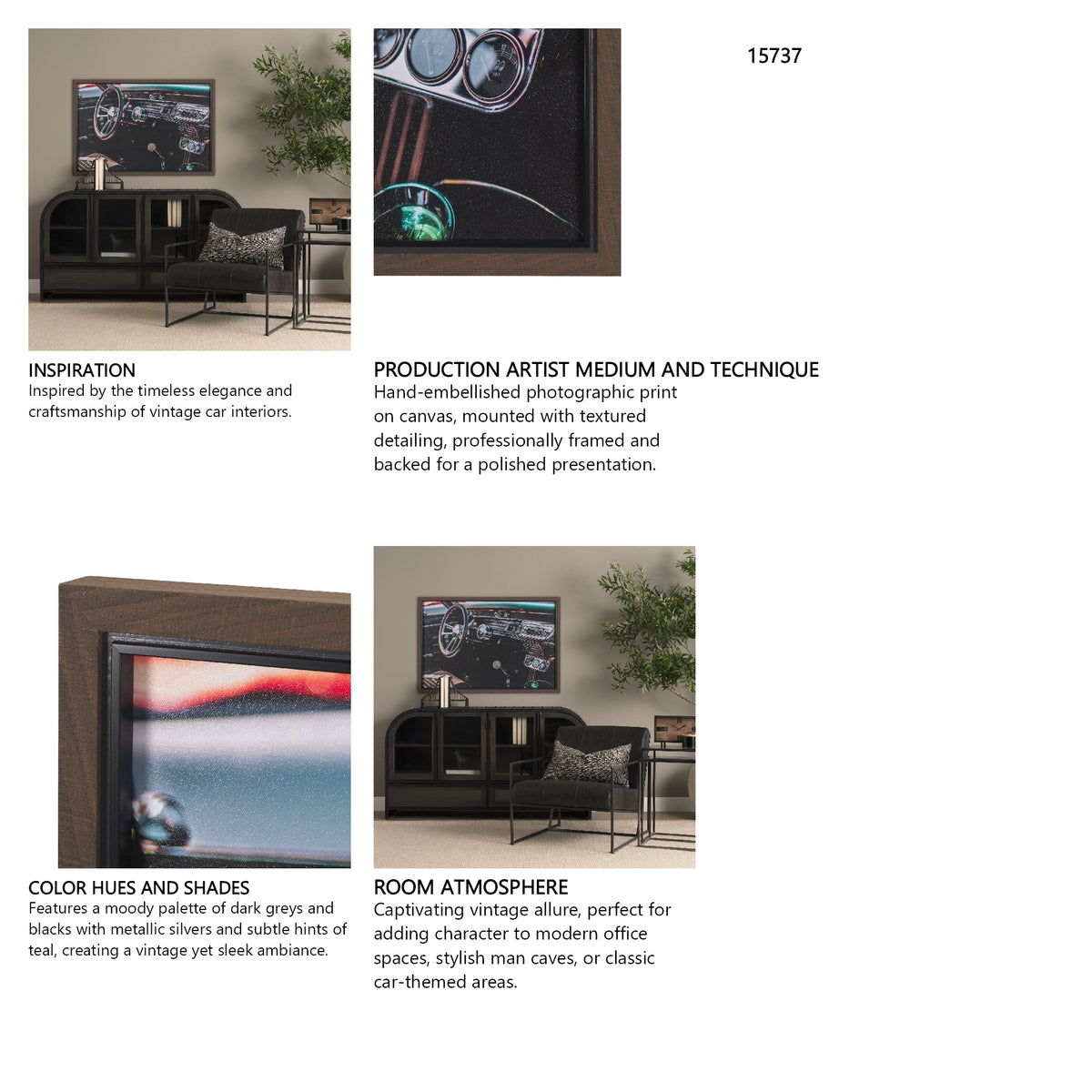 Car Interior by Tim Mossholder a Hand Embellished Framed Photo Art Print from Mercana - Luna Furniture