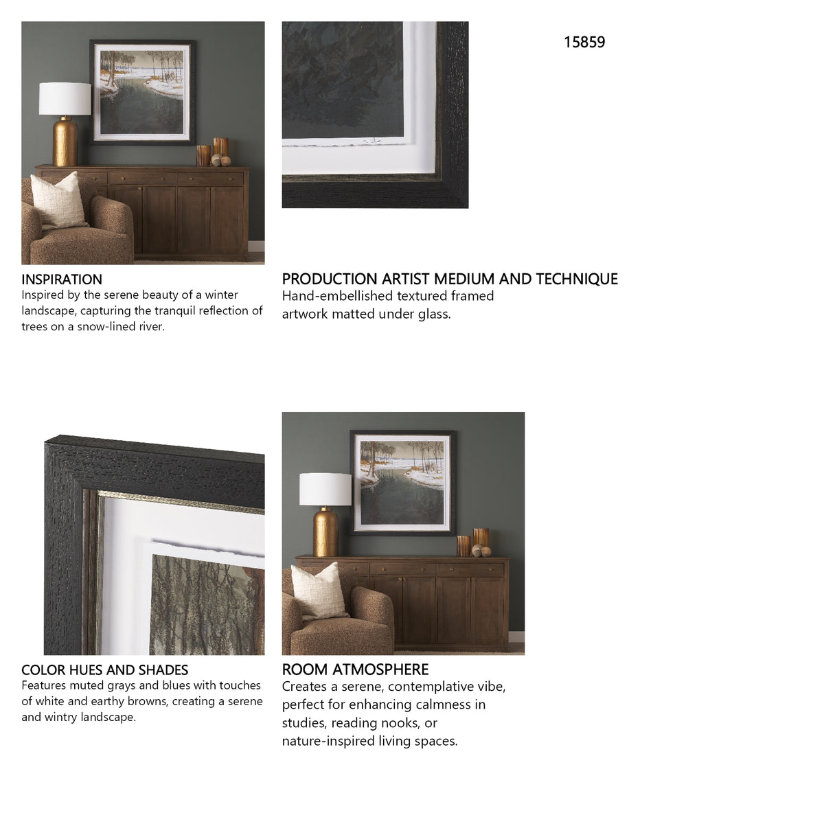 Winter Shadow by Mercana Studio Hand Embelished Framed Artwork Matted under Glass from Mercana - Luna Furniture