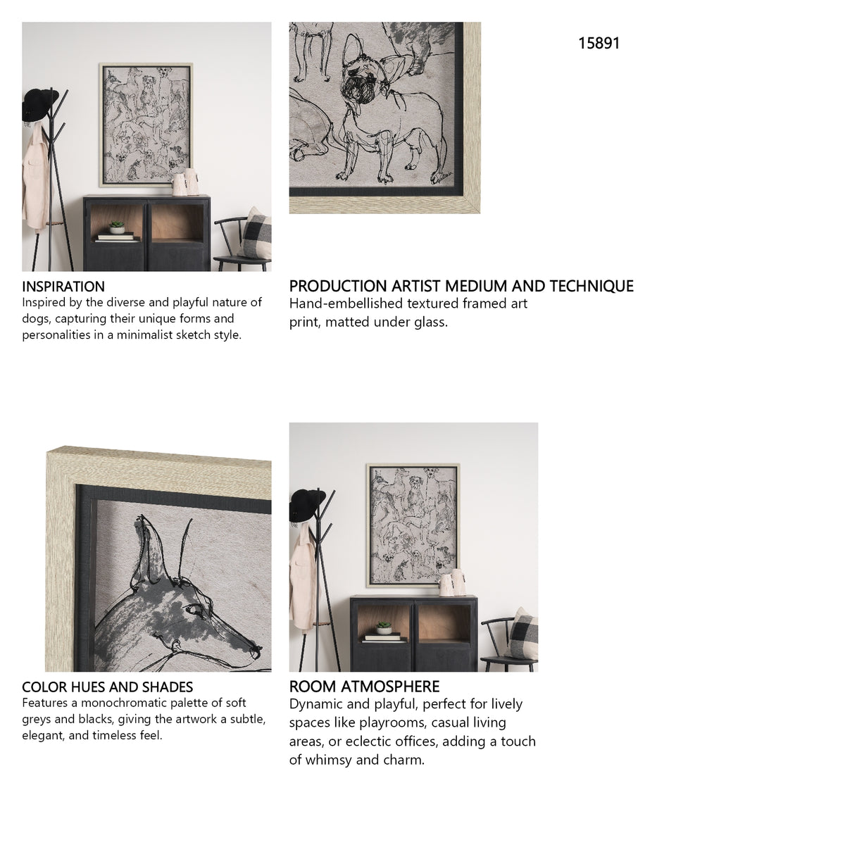 Dog Sketches II by Mercana Studio Hand Embelished Framed Artwork Matted under Glass from Mercana - Luna Furniture