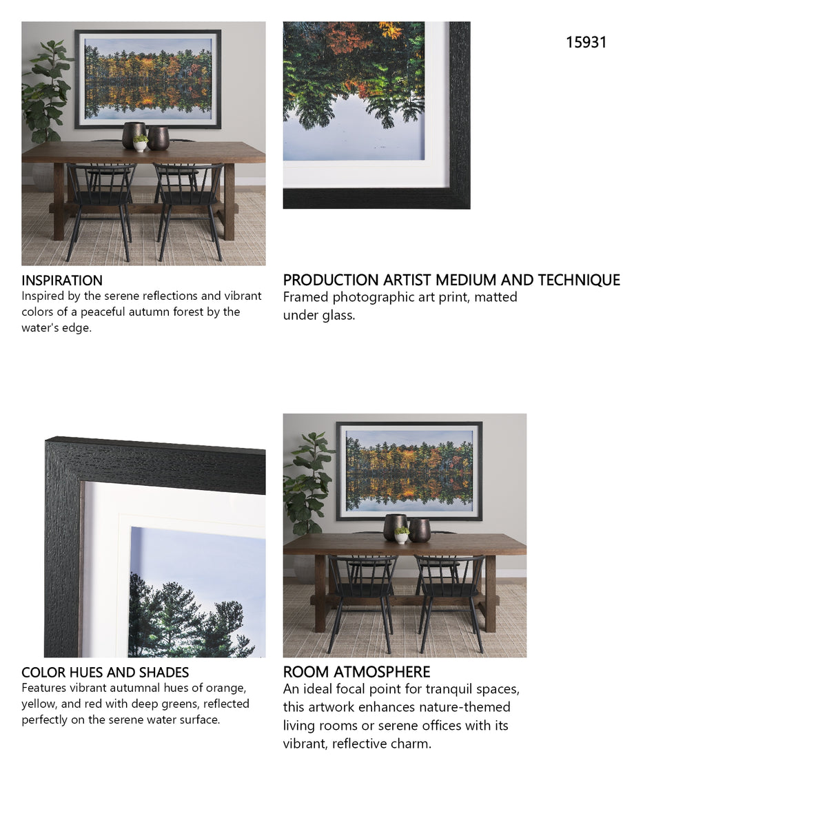 Fall Reflections by Dimitry Papkov Framed Art Print Matted under Glass from Mercana - Luna Furniture