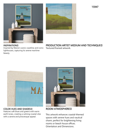 Maine GO (L) by Mercana Studio Textured Framed Artwork Matted from Mercana - Luna Furniture