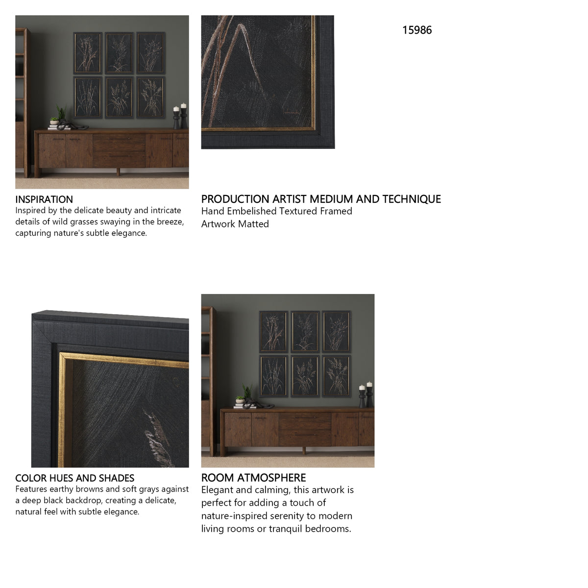 Golden Grasses VI by Mercana Studio Hand Embelished Textured Framed Artwork Matted from Mercana - Luna Furniture