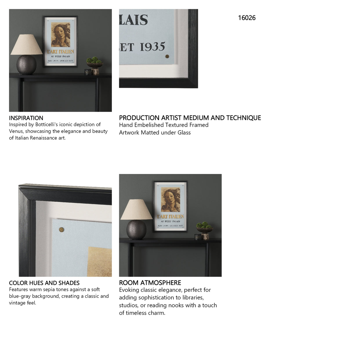 Ephemera L'Art by The Vintage Collection Hand Embelished Textured Framed Artwork Matted under Glass from Mercana - Luna Furniture