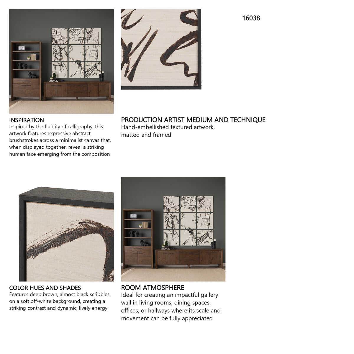 Sculptured Chaos (Set of 9) by Mercana Studio Hand Embellished Text Framed Artwork from Mercana - Luna Furniture