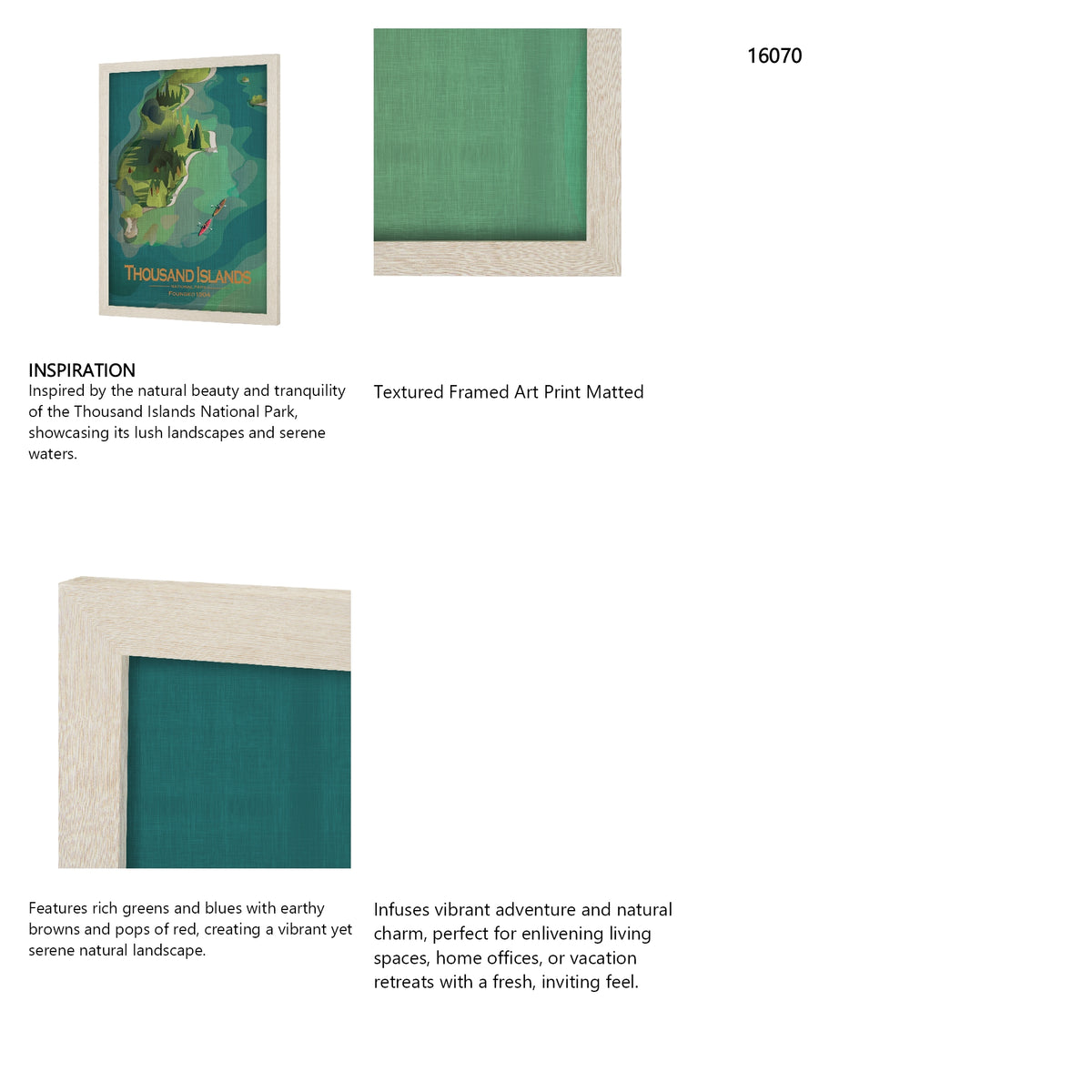 Thousand Islands GO (L) by Mercana Studio Textured Framed Artwork Matted from Mercana - Luna Furniture