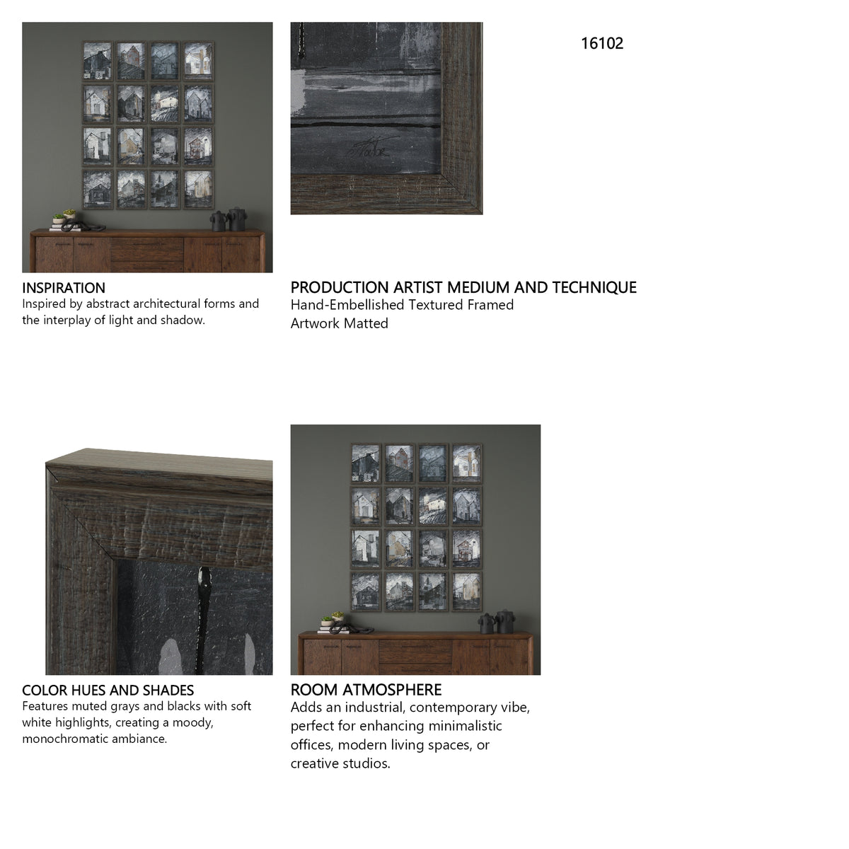 Community 4A by Mercana Studio Hand-Embellished Textured Framed Artwork Matted from Mercana - Luna Furniture