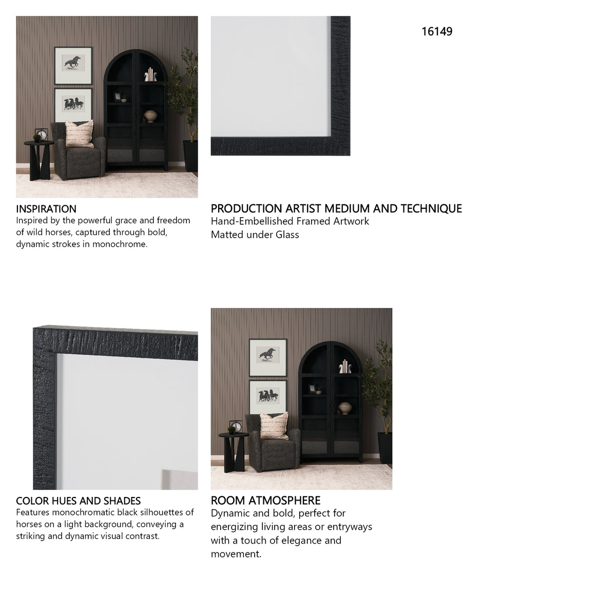 Zwarte Paarden (Set of 2) by Leo Gestel Hand-Embellished Framed Artwork Matted under Glass from Mercana - Luna Furniture