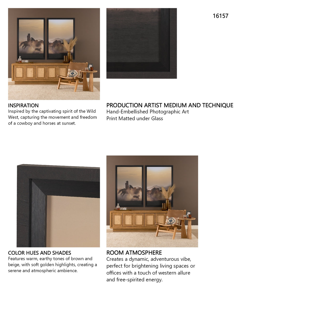 Dusty Herd Chase (Set of 2) by Ismail Atabek FramedPhoto Print Matted under Glass from Mercana - Luna Furniture