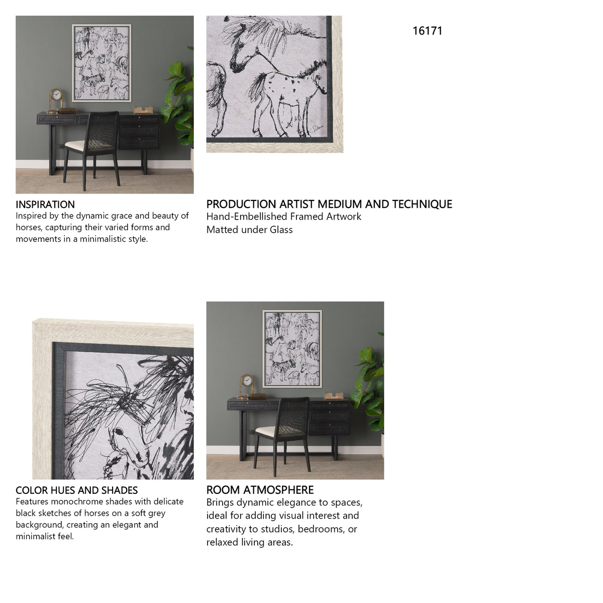 Pony Sketches I by Mercana Studio Hand-Embellished Framed Artwork Matted under Glass from Mercana - Luna Furniture
