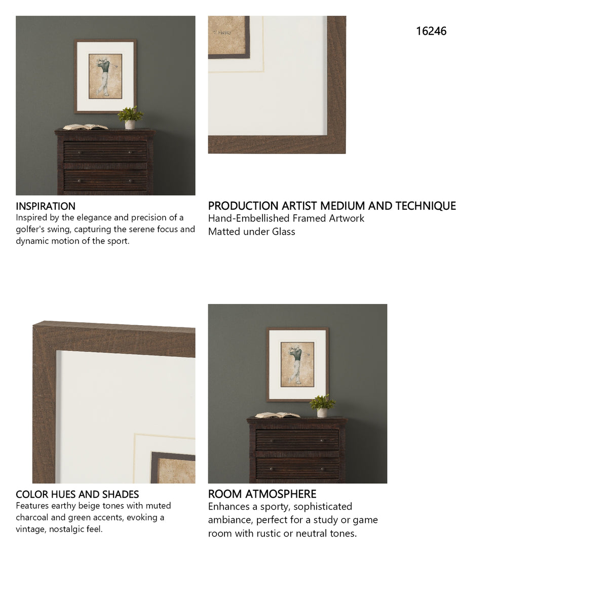 Golf Swing I by Mercana Studio Hand-Embellished Framed Artwork Matted under Glass from Mercana - Luna Furniture