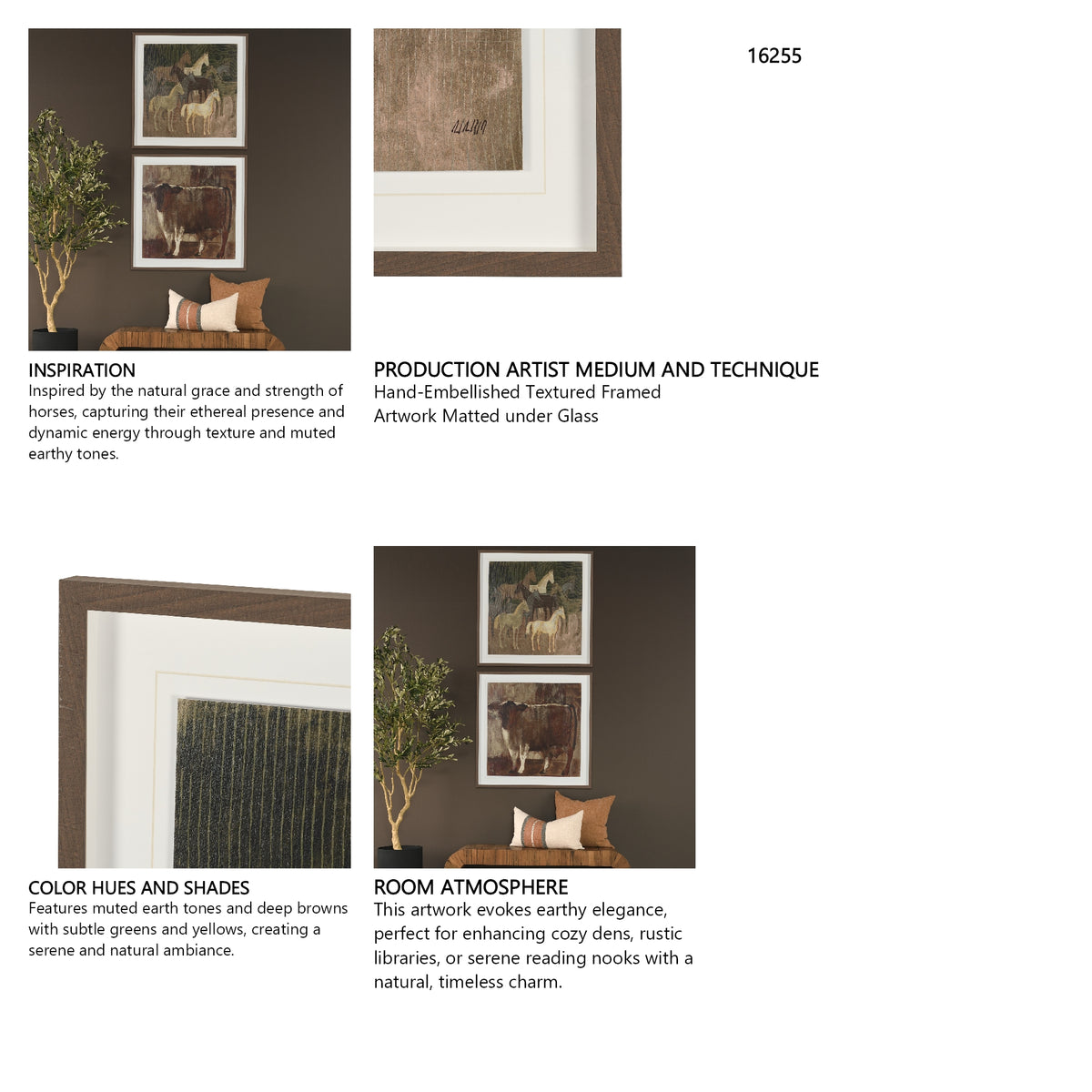 Horse Herd by Mercana Studio Hand-Embellished Textured Framed Artwork Matted under Glass from Mercana - Luna Furniture
