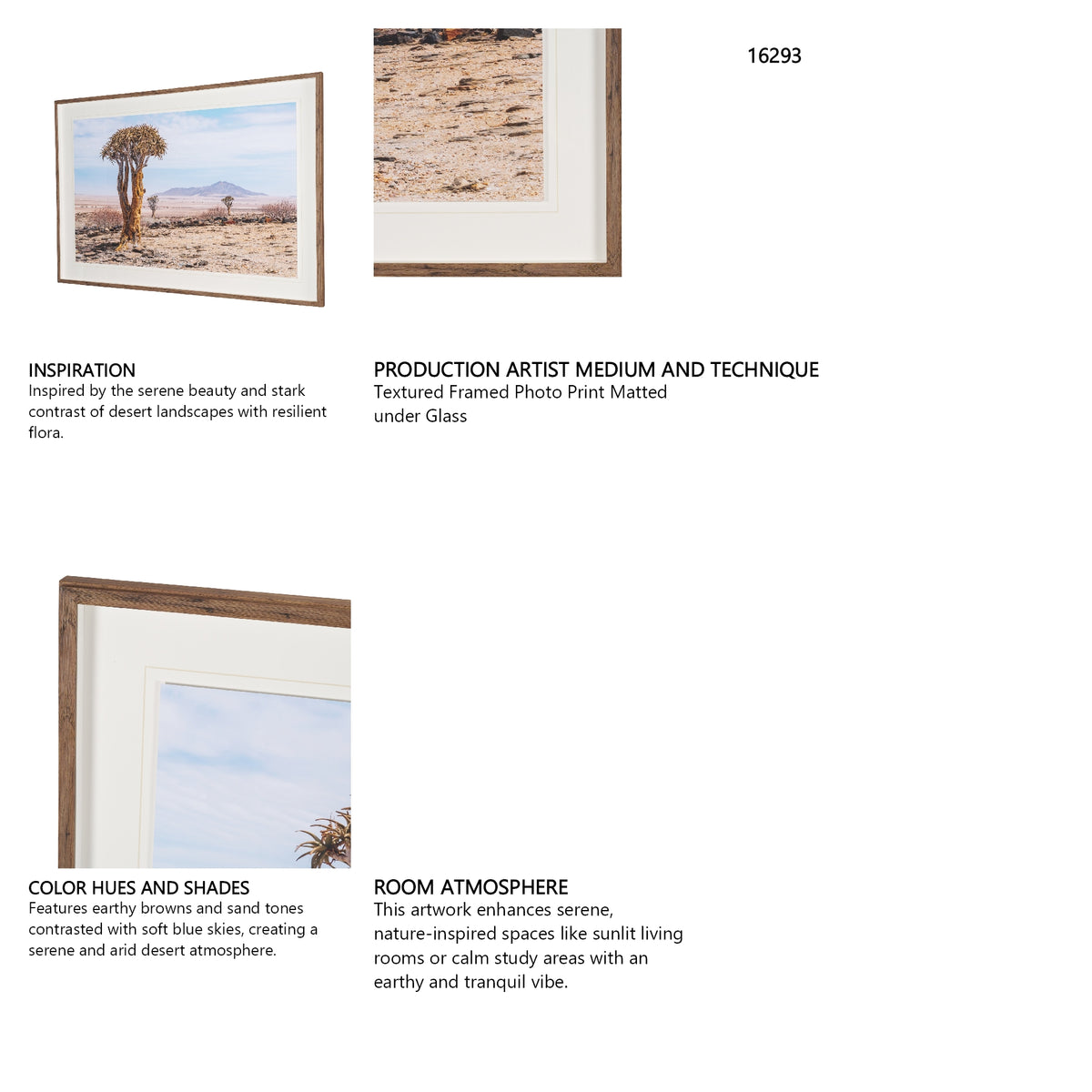 Namibia Tree in Desert by Richard Silver Textured Framed Photo Print Matted under Glass from Mercana - Luna Furniture
