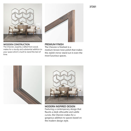 Chevren 26 x 22 Medium Brown Wood Frame Mirror from Mercana - Luna Furniture