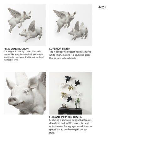 Hogbadi Set of 2 White Flying Pigs from Mercana - Luna Furniture