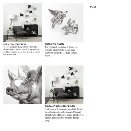 Hogbadi Set of 2 Silver Flying Pigs from Mercana - Luna Furniture