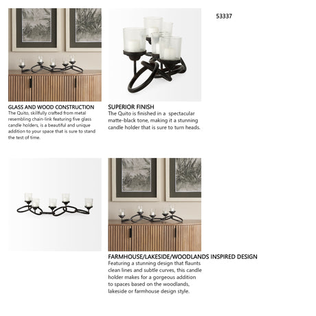 Quito Black Metal Chain-Link Five Candle Table Candle Holder from Mercana - Luna Furniture
