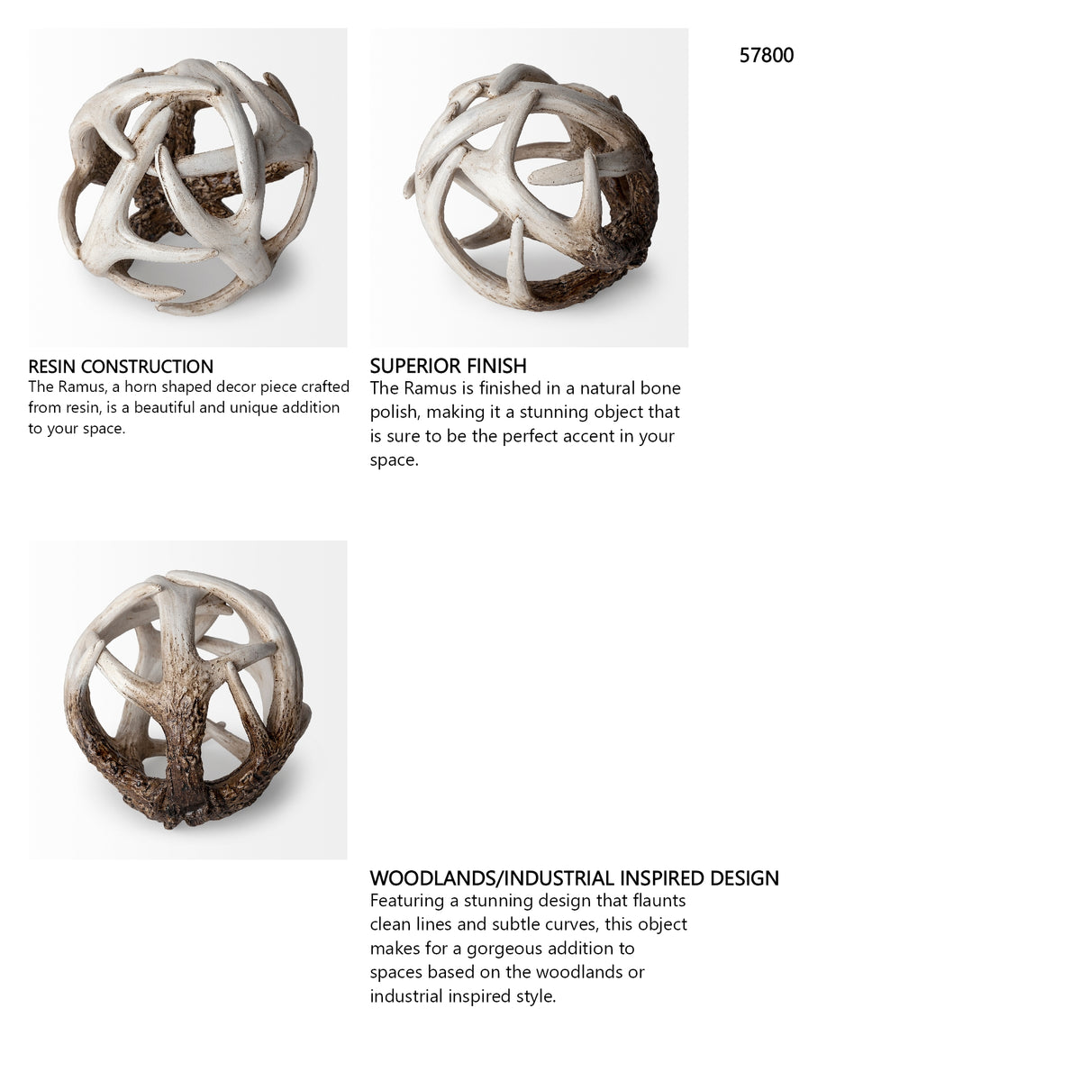 Ramus I (Small) 5L x 5W Brown Antler Shaped Decorative Resin Orb Ball from Mercana - Luna Furniture
