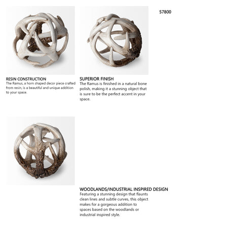 Ramus I (Small) 5L x 5W Brown Antler Shaped Decorative Resin Orb Ball from Mercana - Luna Furniture