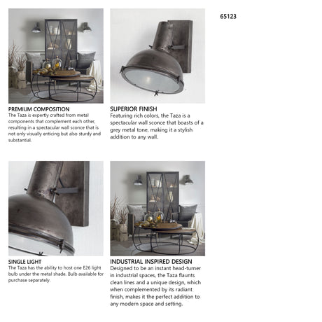 Taza 10.3x12 Gray Metal Dome Shade Wall Sconce from Mercana - Luna Furniture