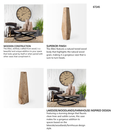Allen I Large Natural Wooden Base Oval Vase from Mercana - Luna Furniture