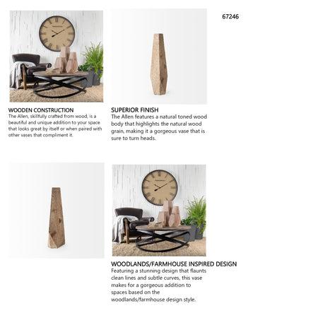 Allen II Small Natural Wooden Base Oval Vase from Mercana - Luna Furniture