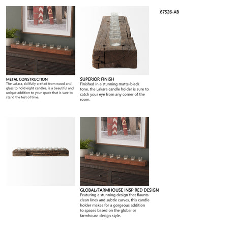 Lakara Reclaimed Wood Eight Tealight Table Candle Holder from Mercana - Luna Furniture