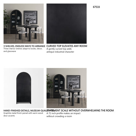 Gehry 72.3" H Dark Brown Metal Brown Wood and Glass Door Display Cabinet from Mercana - Luna Furniture