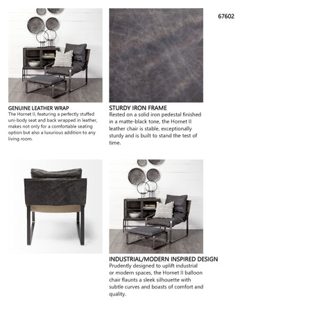 Hornet II Black Leather Body Metal Frame Accent Chair from Mercana - Luna Furniture