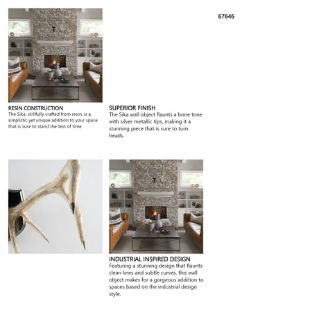 Sika I Natural Finish set of Replica Deer Antlers from Mercana - Luna Furniture