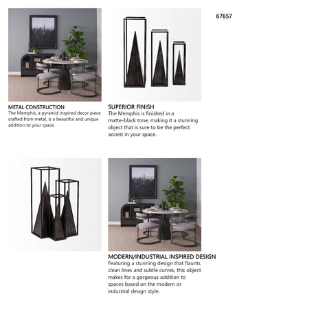 Memphis II (Medium) 4L x 4W Black Metal Pyramid In A Square Frame from Mercana - Luna Furniture