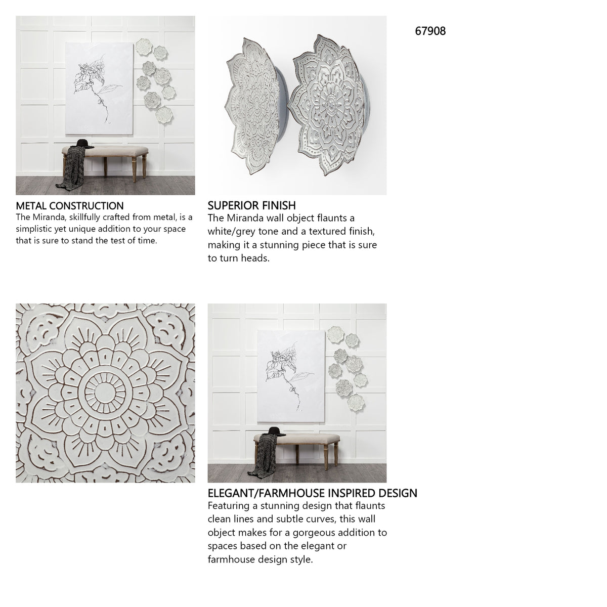 Miranda Set of 2 Stamped Metal Lotus Flower Wall Decor from Mercana - Luna Furniture