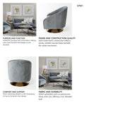 James II Gray Blue Velvet Covered Seat w Gold Swivel Base Accent Chair from Mercana - Luna Furniture
