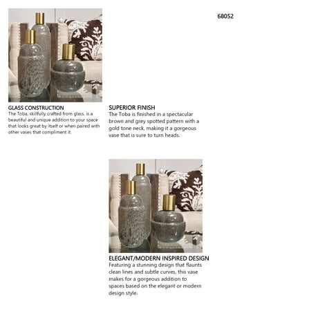 Toba II Tall Brown/Gold Spotted Gourd Style Vase from Mercana - Luna Furniture