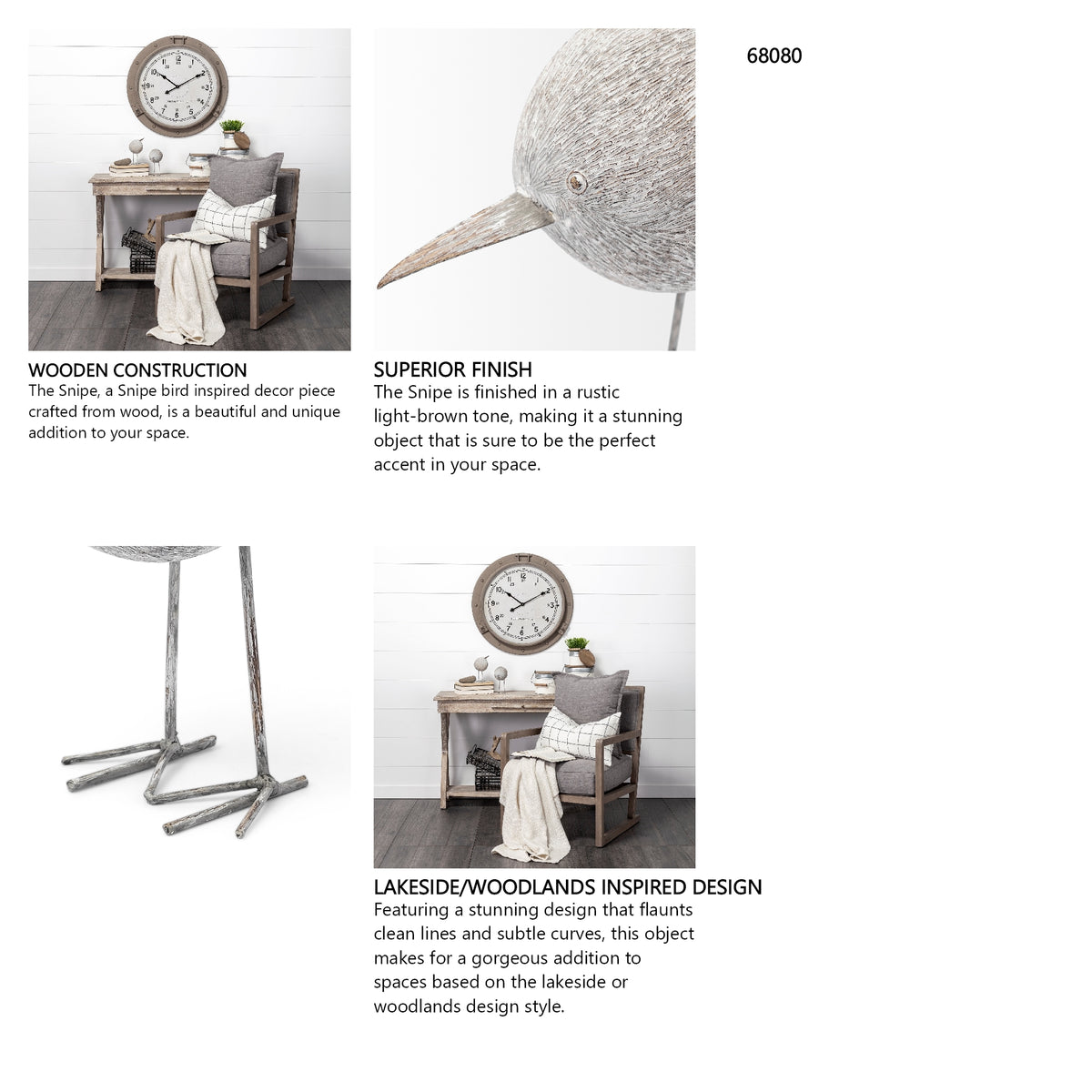 Snipe II 6L x 6W Off-White Resin Bird Ornament W/ Metal Feet from Mercana - Luna Furniture