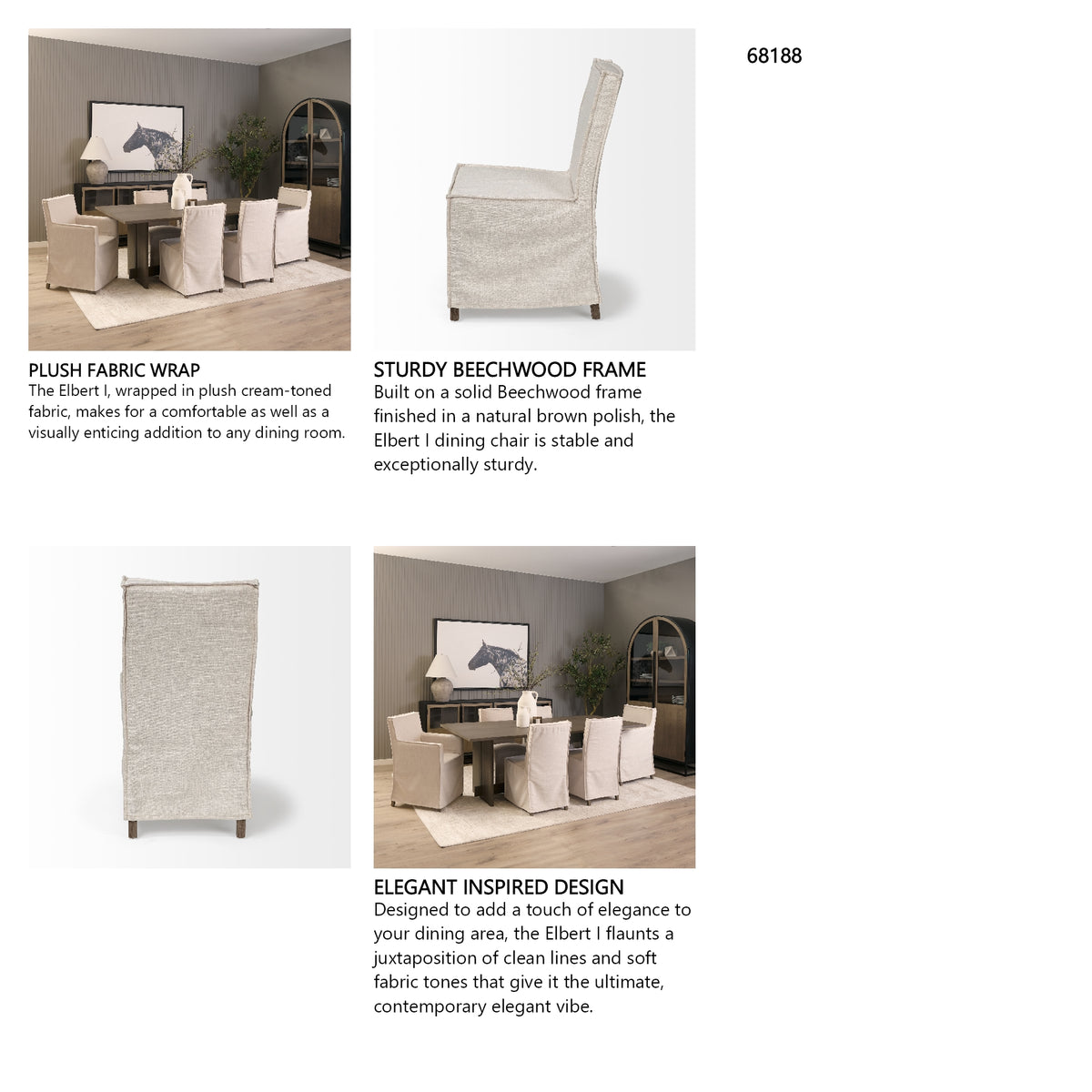 Elbert I Cream Fabric Slip-Cover Brown Wooden Base Dining Chair, Set of 2 from Mercana - Luna Furniture