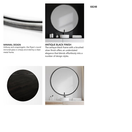 Piper 47.2L x 1.0W x 47.2H Large Black Metal Round Wall Mirror from Mercana - Luna Furniture