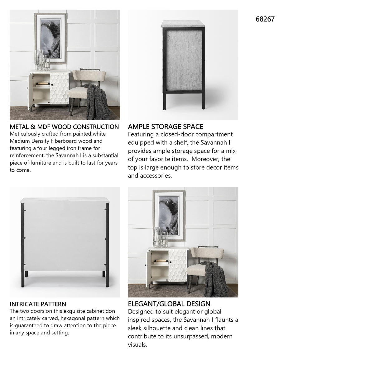 Savannah White Fir Veneer w/ Gray Metal 2-Door Accent Cabinet from Mercana - Luna Furniture