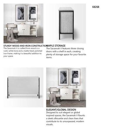 Savannah White Fir Veneer & Gray Metal 3-Door Accent Cabinet from Mercana - Luna Furniture