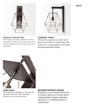 Cordova 12x19 Gray Metal Hanging Bulb Caged Wall Sconce from Mercana - Luna Furniture