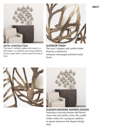 Lana II Set of 4 Champagne toned Wall Candle Holders from Mercana - Luna Furniture