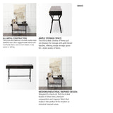 Vince 51L x 18W Black Metal W/Gold Accents 3 Drawer Office Desk from Mercana - Luna Furniture