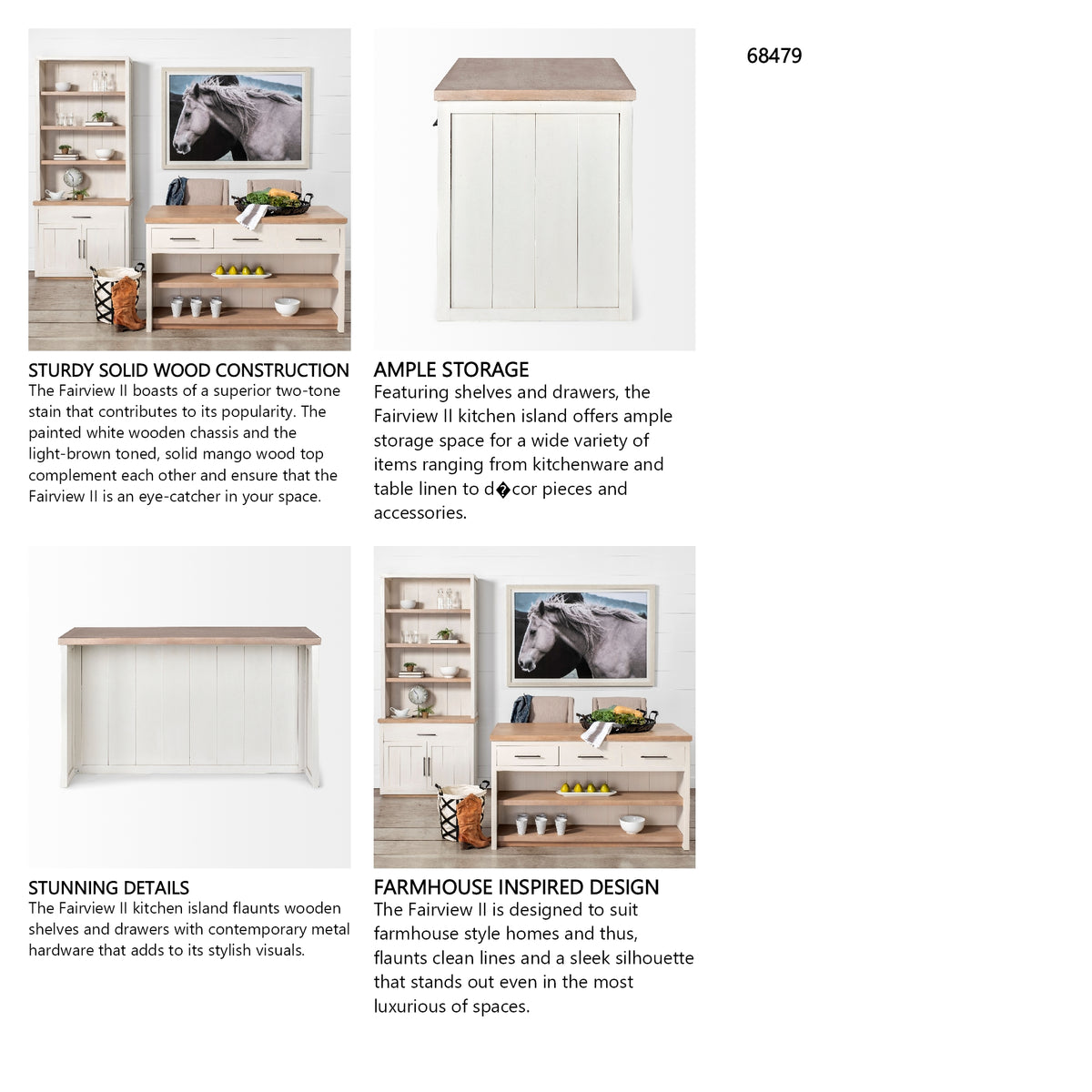 Fairview II White and Brown Two-Tone Stain Solid Wood Kitchen Island from Mercana - Luna Furniture
