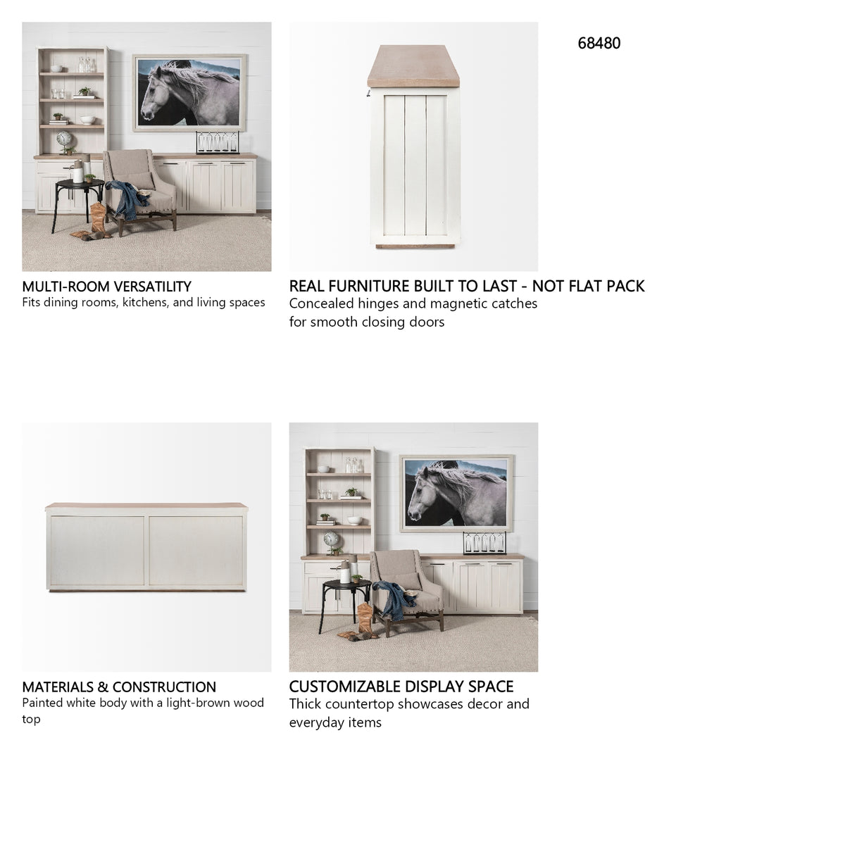 Fairview III Solid Wood Brown Top & White Frame 4 Cabinet Door Sideboard from Mercana - Luna Furniture