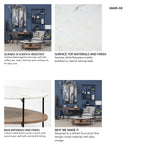Larkin 48" Oval White Marble Top and Solid Wood Shelf w/ Black Metal Frame Coffee Table from Mercana - Luna Furniture